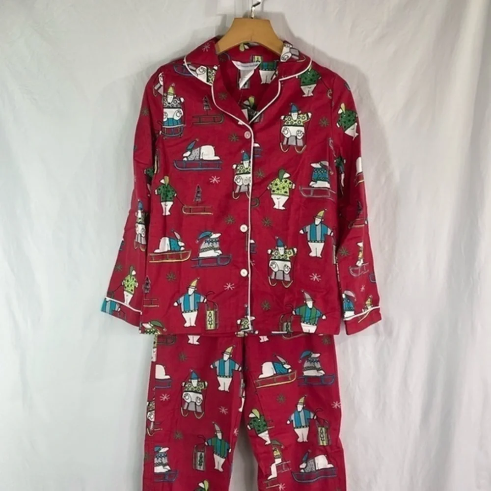 🐬 NWT The Company Store cotton kids playing polar bear pajamas